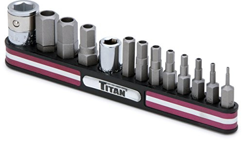 Titan TTN-16135 Tools Tamper Resistant SAE Hex Bit Socket Set - 13 Piece.