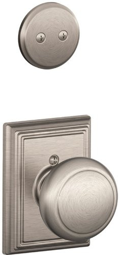 SCHLAGE F94AND619ADD Lock Company Andover Knob Dummy Interior Pack with Deadbolt Cover Plate a, Satin Nickel