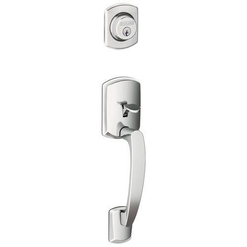 SCHLAGE F92GRW625 F92 GRW 625 Greenwich Exterior Half of Dummy Handleset Lever, Bright Chrome