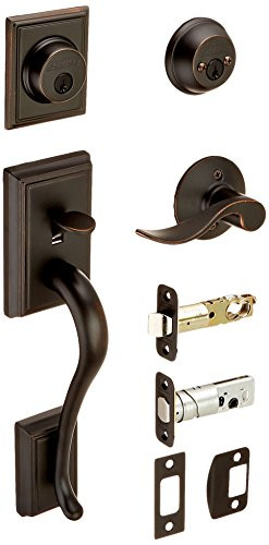 SCHLAGE F62ADD716ACCLH F62-ADD-ACC-LH Addison Double Cylinder Handleset with Left Handed Interi, Aged Bronze
