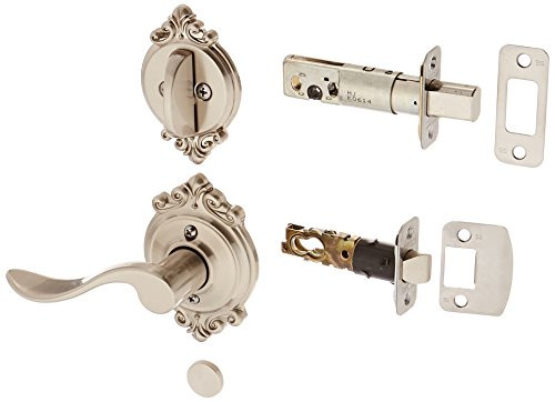 SCHLAGE F59ACC619BRKLH Lock Company Accent Left Handed Interior Pack Lever Set with Single Cy, Satin Nickel