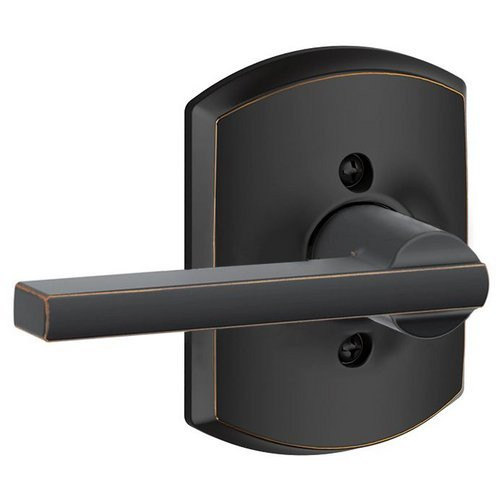 SCHLAGE F170LAT716GRW Lock Company Latitude Single Dummy Door Lever with Decorative Greenwich, Aged Bronze