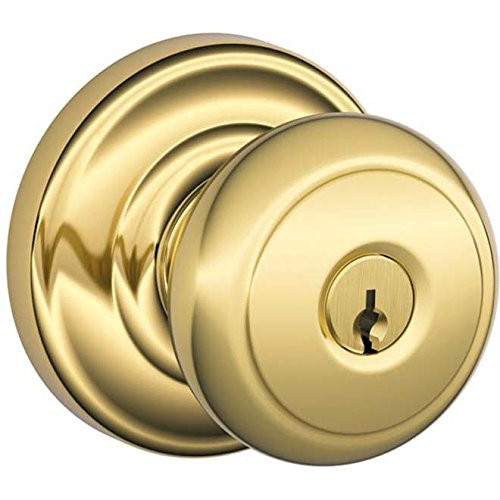 SCHLAGE F51AAND505AND F51A Andover With Andover Rose Keyed Entry Lock C Keyway with 16211 Latch 10063 Strike Lifetime Brass Finish