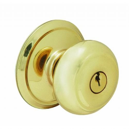 SCHLAGE F51AGEO605  Polished Brass Georgian Keyed Entry F51A Panic Proof Door Knob