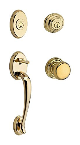 Baldwin DCCOLXROUTRR003  Reserve Double Cylinder Handleset Columbus x Round with Traditional Round Rose, Lifetime Brass Finish