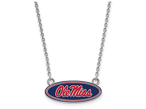 LogoArt SS077UMS-18 Mississippi Small (1/2 Inch) Enamel Pendant w/necklace (Sterling Silver)
