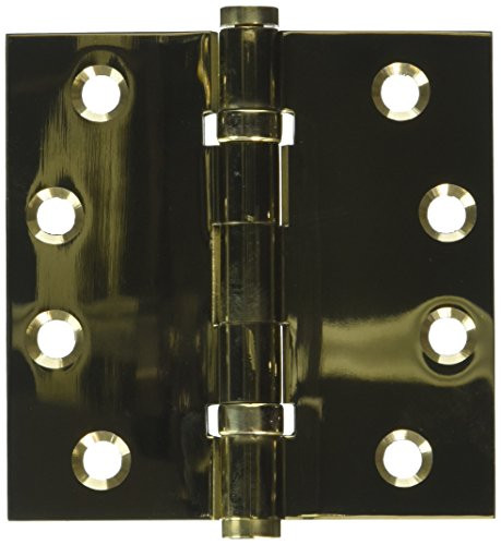 Deltana DSB4B3-UNL  4 x 4 in. Square Ball Bearings Hinges, Unlacquered Bright Brass - Solid Brass - 30 Case - Pack of 2