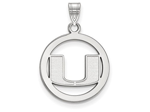 LogoArt SS033UMF Sterling Silver LogoArt University of Miami Sm Pendant in Circle