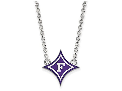 LogoArt SS023FUU-18 Sterling Silver LogoArt Furman University Large Enamel Pendant w/Necklace