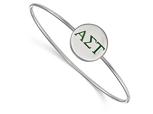 LogoArt SS023ALS-7 Sterling Silver Alpha Sigma Tau Enameled Slip-on Bangle.