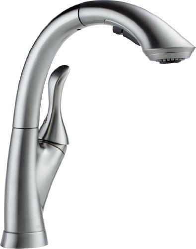 Delta 4153-AR-DST  Linden: Single Handle Water-Efficient Pull-Out Kitchen Faucet ARCTIC STAINLESS