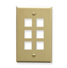 ICC IC107LF6IV Face Plate, Oversized, 6-Port, Ivory.
