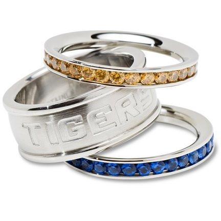 Logo Art LSU335CR-SZ6 Louisiana State University LOUISIANA STATE UN LOGO CRYSTAL STACKED RING SET SIZE 6