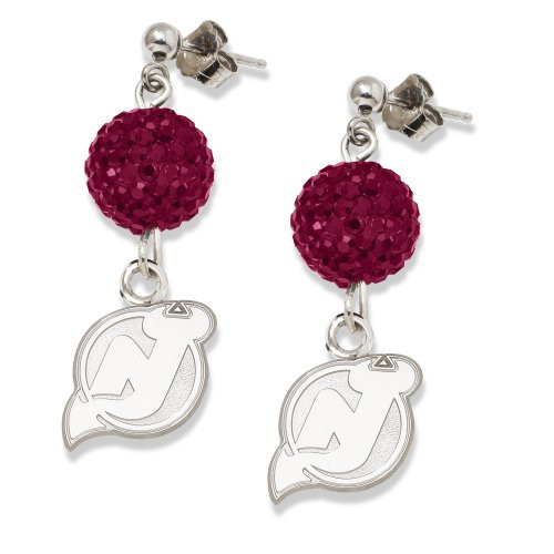 Logo Art DVL069ERB-SS New Jersey Devils S/S NEW JERSEY DEVILS CRYSTAL OVATION EARRINGS