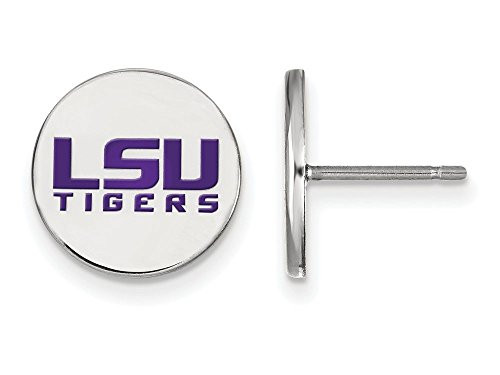 LogoArt SS060LSU Sterling Silver LogoArt Louisiana State University Small Enamel Disc Earrin