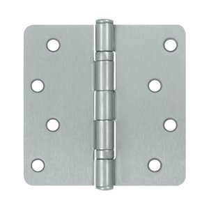 Deltana S44R4BB26D 4 in. x 4 in. x 0.25 in. Radius Ball Bearing Steel Hinge - Pair (Set of 10) (Brushed Chrome)