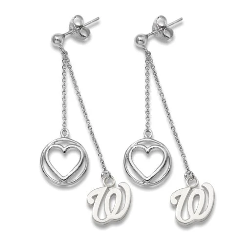 Logo Art NAT004BLERD-SS Washington Nationals S/S WASHINGTON NATIONALS "W" 1/2" BELOVED HEART EARRINGS