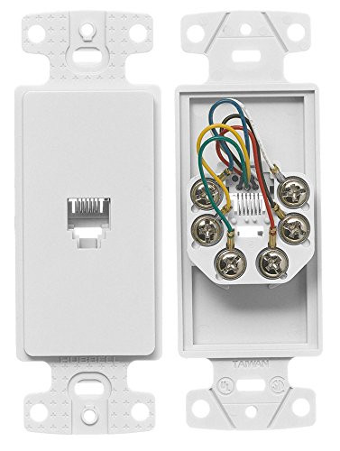 HUBBELL NS771W Hubbell Systems Premise Wiring Products Plates, 1-Gang Frame with Jack, 6-Position, 6-Conductor, Screw Terminal, White