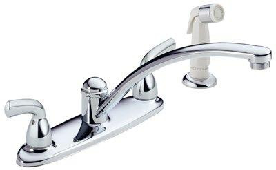 Delta B2410LF  Foundations: Two Handle Kitchen Faucet With Spray CHROME