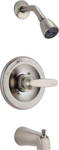 Delta BT13410-SS Faucet Foundations Single-Function Tub and Shower Trim Kit with Single-Spray Shower Head, Stainless (Valve Not Included)