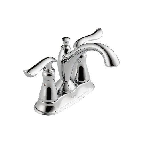 Delta 2594-TP-DST  Linden Two Lever Handle Centerset Bathroom Faucet with Plastic Pop-Up Drain, Chrome