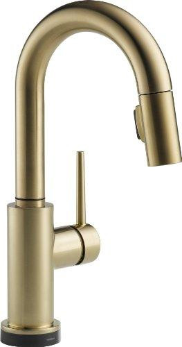 Delta 9959T-CZ-DST Faucet Trinsic Single Handle Pull-Down Bar/Prep Faucet Featuring Touch2O Technology, Champagne Bronze