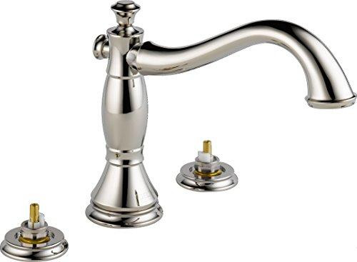 Delta T2797-PNLHP  Cassidy 3-Hole Roman Bathtub Faucet Trim without Handles, Polished Nickel