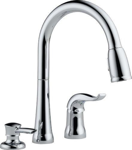 Delta 16970-SD-DST  Kate: Single Handle Pull-Down Kitchen Faucet With Soap Dispenser CHROME