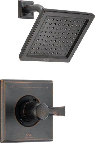 Delta T14251-RB Faucet Dryden 14 Series Single-Function Shower Trim Kit with Single-Spray Touch-Clean Shower Head, Venetian Bronze (Valve Not Included)