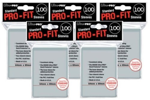 Ultra Pro UP82712 (x500) Soft Card Sleeves *PRO-FIT* MTG Pokemon STANDARD Deck Size (5 packs of 100)