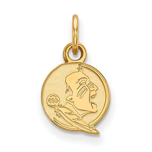LogoArt GP043FSU NCAA Florida State Seminoles 3/8 XS Gold Plated Sterling Silver Seminole Pendant, One Size