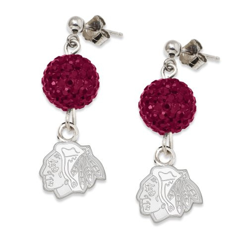 Logo Art BLA069ERB-SS Chicago Blackhawks S/S CHICAGO BLACKHAWKS CRYSTAL OVATION EARRINGS