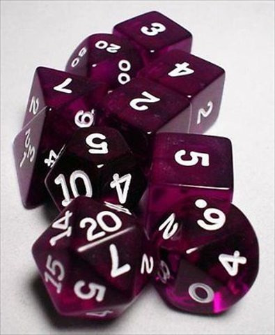 Koplow RPG Dice Sets: Purple/White Transparent 10-Die Set