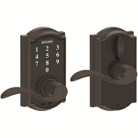 SCHLAGE FE695CAM716ACC FE695 Camelot By Accent Keyless Touch Lever Lock with 16211 Latch 10063 Strike Aged Bronze Finish