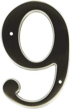 Baldwin 90679056  # 9 House Number, Lifetime Satin Nickel