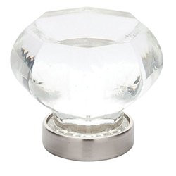 Emtek 86011US15  Crystal Old Town 1 1/4" Cabinet Knob - Clear - Satin Nickel