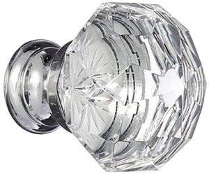 Emtek 86012US26 86012 Diamond 1-1/4 Inch Diameter Mushroom Cabinet Knob from the Crystal A, Polished Chrome