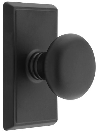 Emtek 8121PUS19 Providence Door Set With Round Brass Knobs Passage In Flat Black. Doorsets.
