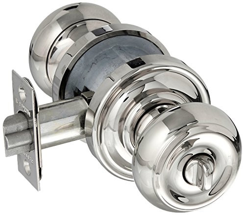Baldwin 5210055ENTR 5210.ENTR Colonial Style Keyed Entry Door Knob Set with Classic Rosette, Lifetime Polished Nickel