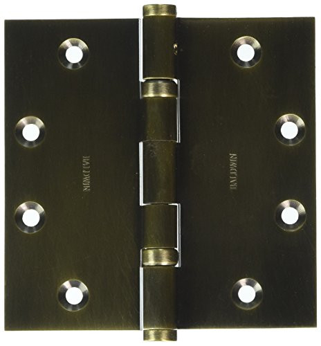 Baldwin 1046050INRP  Non Removable Pin Square Ball Bearing Mortise Hinge, Antique Brass