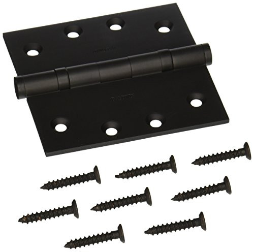 Baldwin 1041190I  Satin Black General Hardware 4" x 4" x .130" Solid Brass Full Mortise Ball Bearing Hinge with Square Corners 1041.I