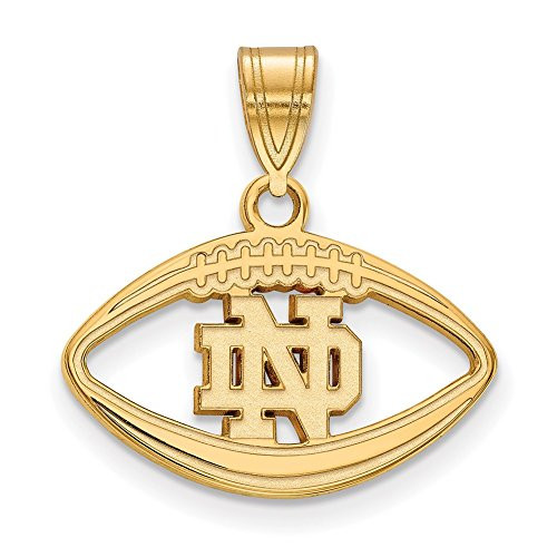 LogoArt GP019UND Sterling Silver w/GP University of Notre Dame Pendant in Football.