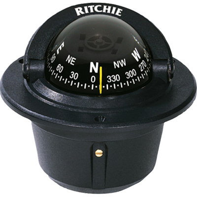 RITCHIE COMPASSES 5100468 Compass, Flush Mount, 2.75 Dial, Black