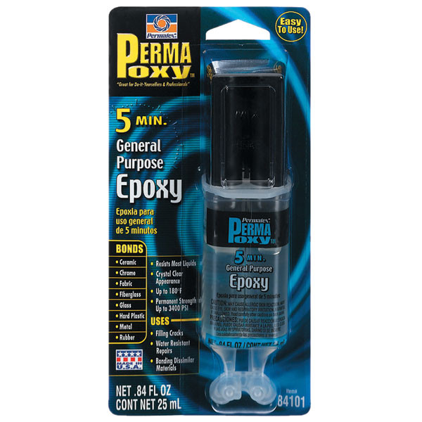 SPRAYNINE 6407682 Permatex PermaPoxy 5 Minute General Purpose Epoxy, 0.84 oz.