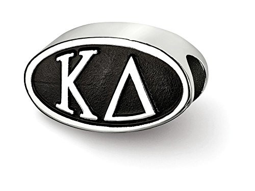 LogoArt KD002BD-SS Kappa Delta Sorority Black Ovaleek House Letters Bead in Sterling
