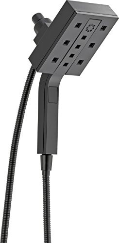 Delta 58473BL Faucet 4-Spray Touch-Clean H2Okinetic In2ition 2-in-1 Dual Hand Held Shower Head with Hose and Magnetic Docking, Matte Black