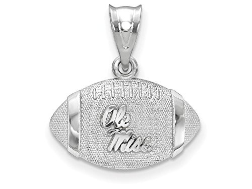 LogoArt SS506UMS University Of Mississippi Ole Misterling Silver 3D Football W/ Logo Pendant w/Chain