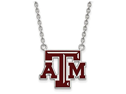 LogoArt SS080TAM-18 Texas A & M Large (3/4 Inch) Enamel Pendant w/Necklace (Sterling Silver)