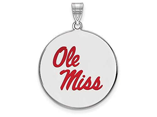 LogoArt SS082UMS Sterling Silver LogoArt University of Mississippi XL Enamel Disc Pendant