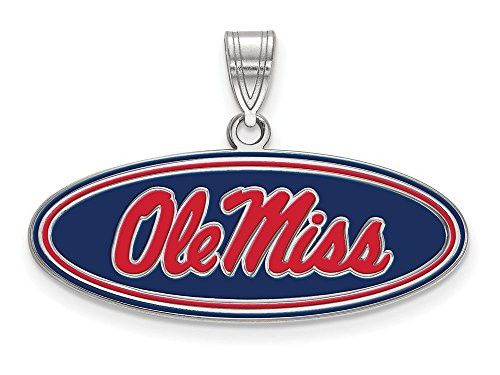 LogoArt SS076UMS Sterling Silver LogoArt University of Mississippi Medium Enamel Pendant